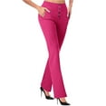 thumbnail image 1 of Work Pants Women, Audhol Womens Flare Leggings with Pockets Yoga Pants High Waisted Bottoms Comfy Workout Business Trousers Womens Dress Pants Hot Pink S, 1 of 8