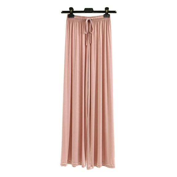 uublik Work Pants Women Casual Drawstring Wide Leg Palazzo Pants Loose Comfy Trousers Pockets Pink