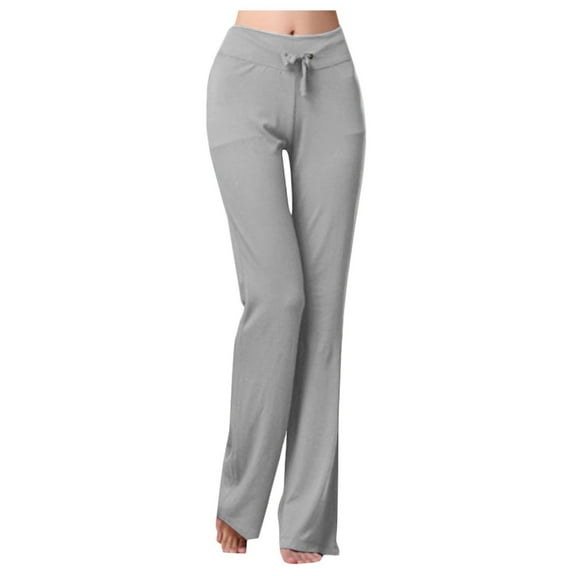 Work Pants Women Elastic Waist Solid Low-Waist Loose Drawstring Sport Long Casual Trousers Trendy Dressy Grey S