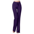 thumbnail image 1 of Work Pants Women Elastic Waist Solid Low-Waist Loose Drawstring Sport Long Casual Trousers Trendy Dressy Purple 2XL, 1 of 4