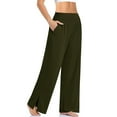 thumbnail image 1 of Work Pants Women Elastic Waist Wide Leg Yoga High Waisted Side Slit Joggers Loose Sweatpants With Pockets Trousers Dressy Casual Green XL, 1 of 3