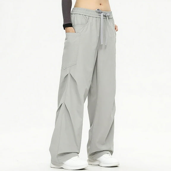 Work Pants Women, Ladies' Solid Color Casual Versatile Waterproof And Windproof Outdoor Sports Pants Long Pants Women High Waisted Pants (Gray,L)