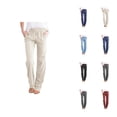 thumbnail image 1 of Work Pants Women Lightweight Elastic High Waist Straight Leg Relaxed Fit Slacks with Pockets Lounge Trousers, 1 of 6