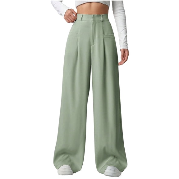 Work Pants Women Sevevn Women's High Waist Wide Leg Dress Pants Business Casual Office Trousers With Pockets