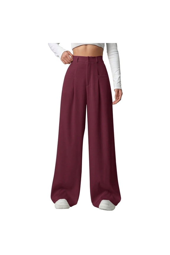 Work Pants Women Sevevn Women's High Waist Wide Leg Dress Pants Business Casual Office Trousers With Pockets