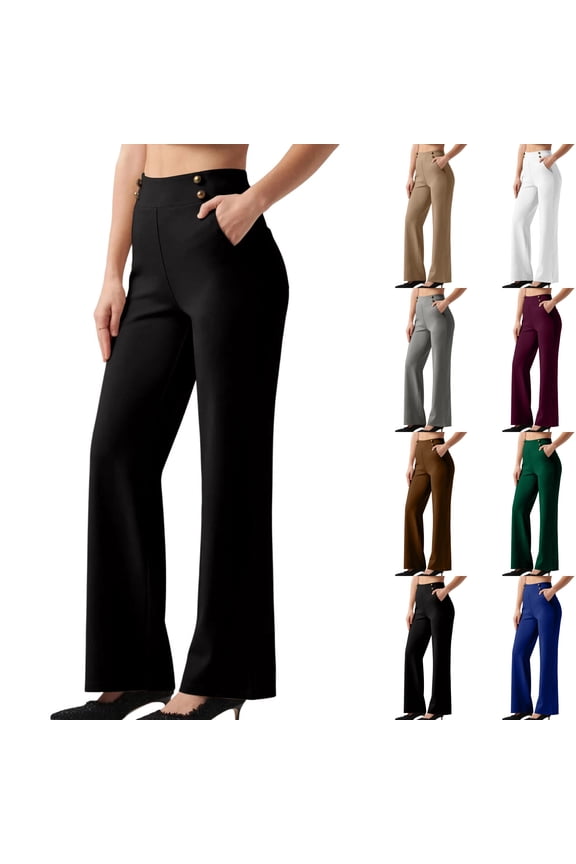 Work Pants Women Solid Color Comfort Casual Business Work Pants With Pockets Long Pants For Office Or Service Industry With A Relaxed Professional Fit Womens Work Pants