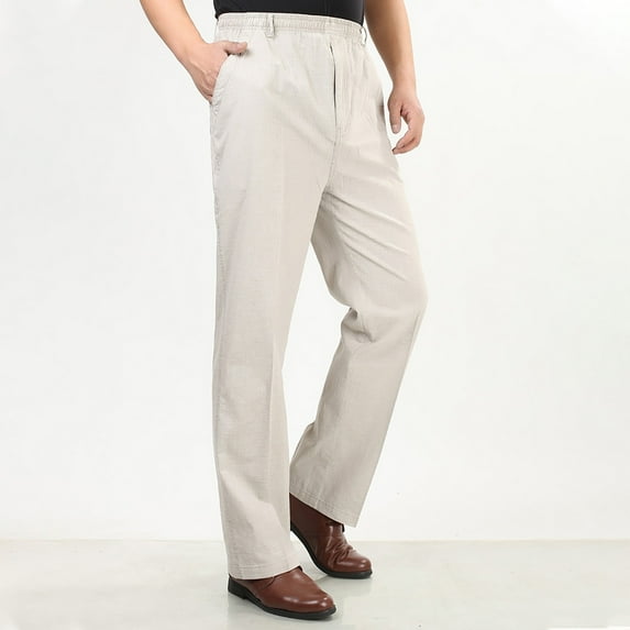 Work Pants for Men Big and Tall with Pockets Plus Size Relaxed Straight Leg Trousers Casual Solid Comfort Elastic Waist Golf Pant XL-5X