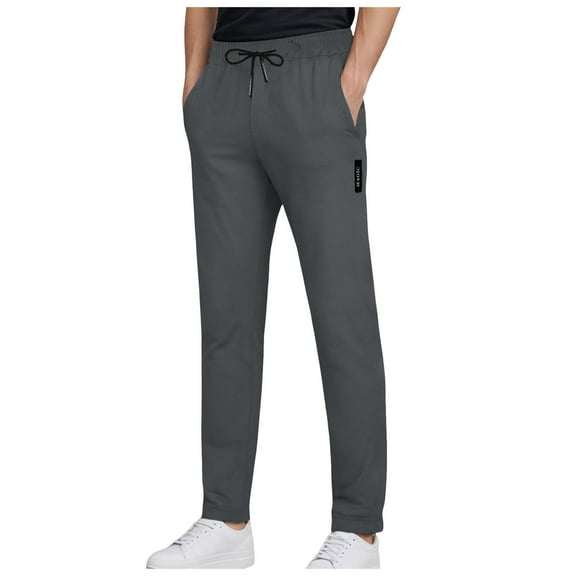 Work Pants for Men Black Men's Wide Leg Fashion Casual Pants Loose Fit Baggy Straight Sweatpants Elastic Waist Drawstring