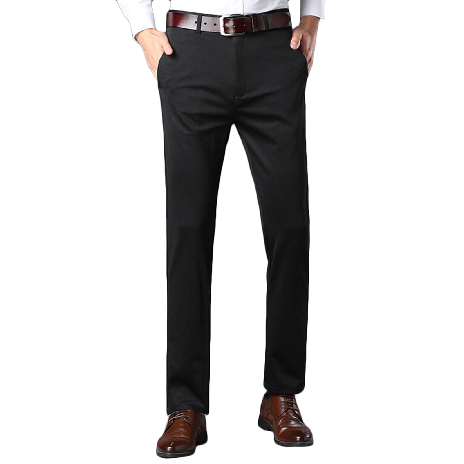 The Mens store Mens Black Straight Leg, Classic Fit Stretch Pants main image 1