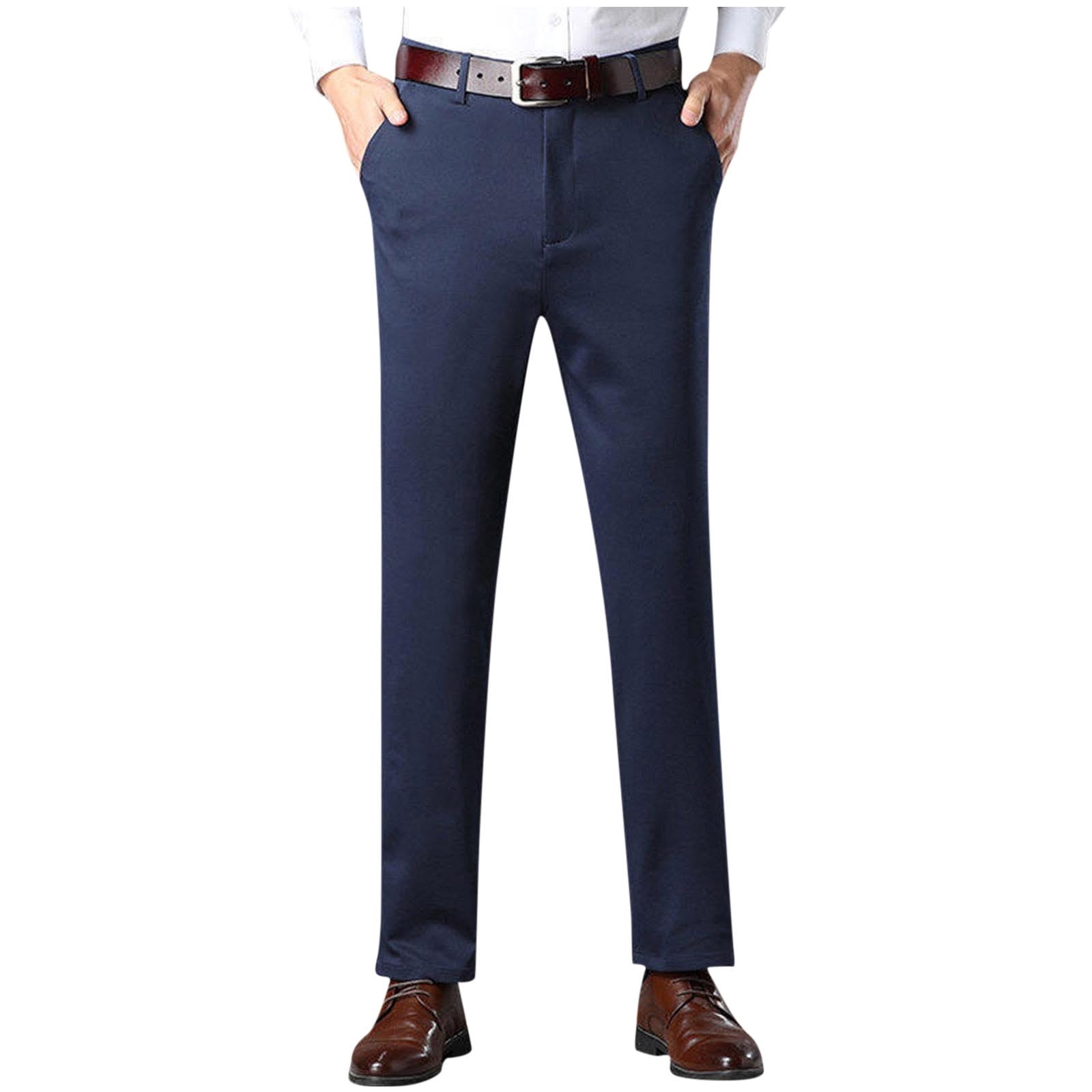 Work Pants for Men Business Casual Straight Leg Classic Fit Suit Pants ...