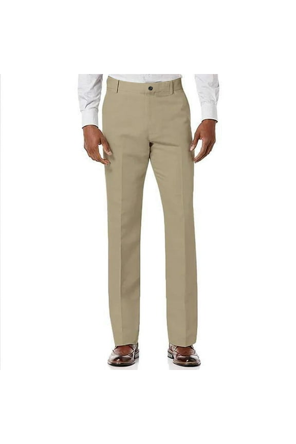 Work Pants for Men Business Casual Straight Leg Dress Pants Solid Color Skinny Trousers with Pockets, Gold, M