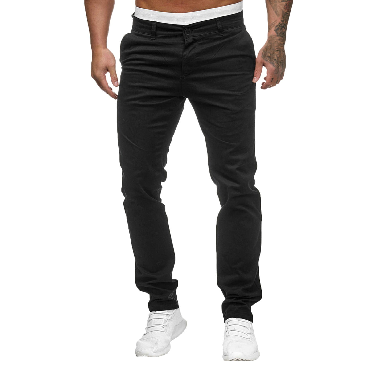Work Pants for Men Casual Pant With Stretch Solid Black L - Walmart.com