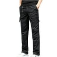 thumbnail image 1 of Work Pants for Men Cotton Solid Patchwork Cargo Pants Multi Pockets Straight Leg Trousers Outdoor Streetwear Pants, 1 of 4