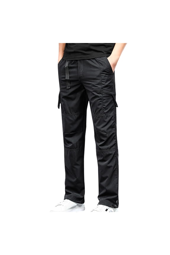 Work Pants for Men Cotton Solid Patchwork Cargo Pants Multi Pockets Straight Leg Trousers Outdoor Streetwear Pants