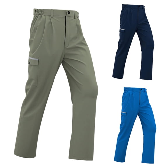 Work Pants for Men Men Casual Faddish Solid Zipper Multiple Pockets Pants Trousers Work Clothes Dark Blue L