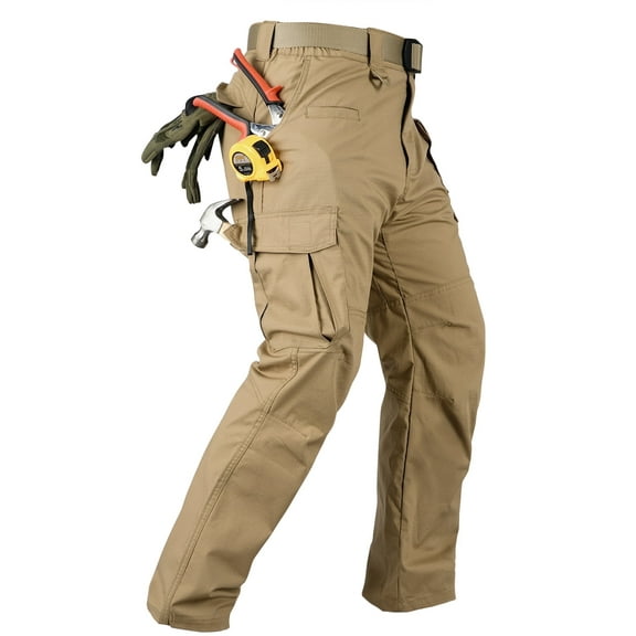 TRGPSG Work Pants for Men Stretch Cargo Pants Water Resistant Outdoors Trousers with 8 Pockets( No Belt )