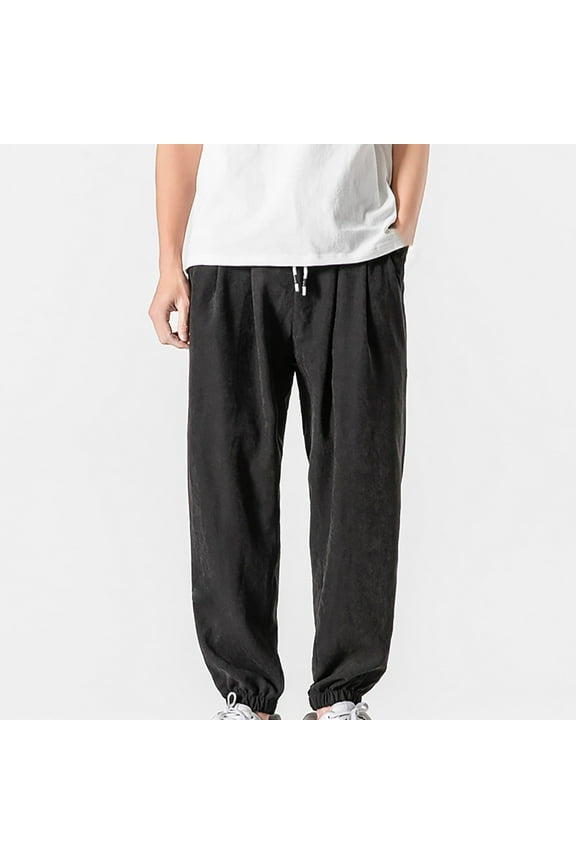 Work Pants for Men's Lightweight Casual Long Pants Elastic Waist Drawstring Comfy Pocket Pants Work Pants for Men Construction Black 5XL