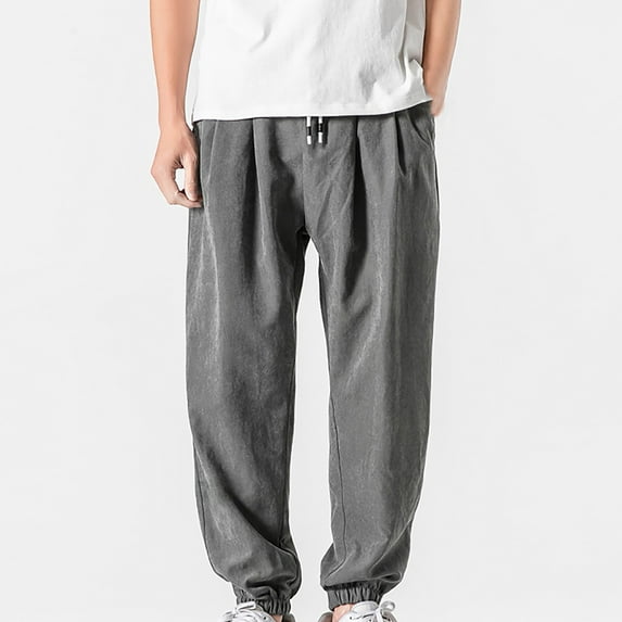 Work Pants for Men's Lightweight Casual Long Pants Elastic Waist Drawstring Comfy Pocket Pants Work Pants for Men Plus Size Gray XL