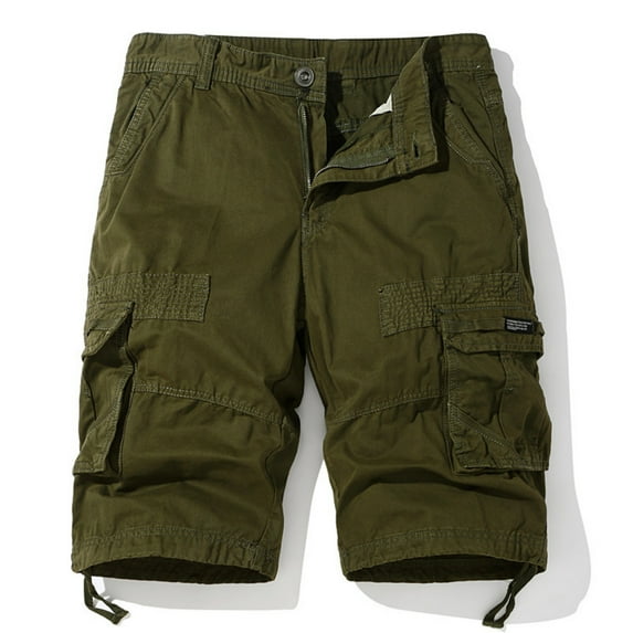 Work Pants for Men's Sports Multi Pockets Relaxed Summer Shorts Pants Shorts for Work Men Army Green S