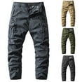thumbnail image 1 of Work Pants for Men with Pockets Ball and Tall Trousers Men's Casual Cargo Pants Hiking Drawstring Workout Joggers Stretch Sweatpants Army Green L, 1 of 3