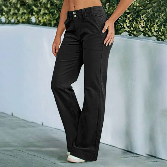 Work Pants for Women Capris Womens Pants With Pockets Loose Casual Dressy Lightweight Ladies Baggy Cargo Shorts Capris For Hiking Black S