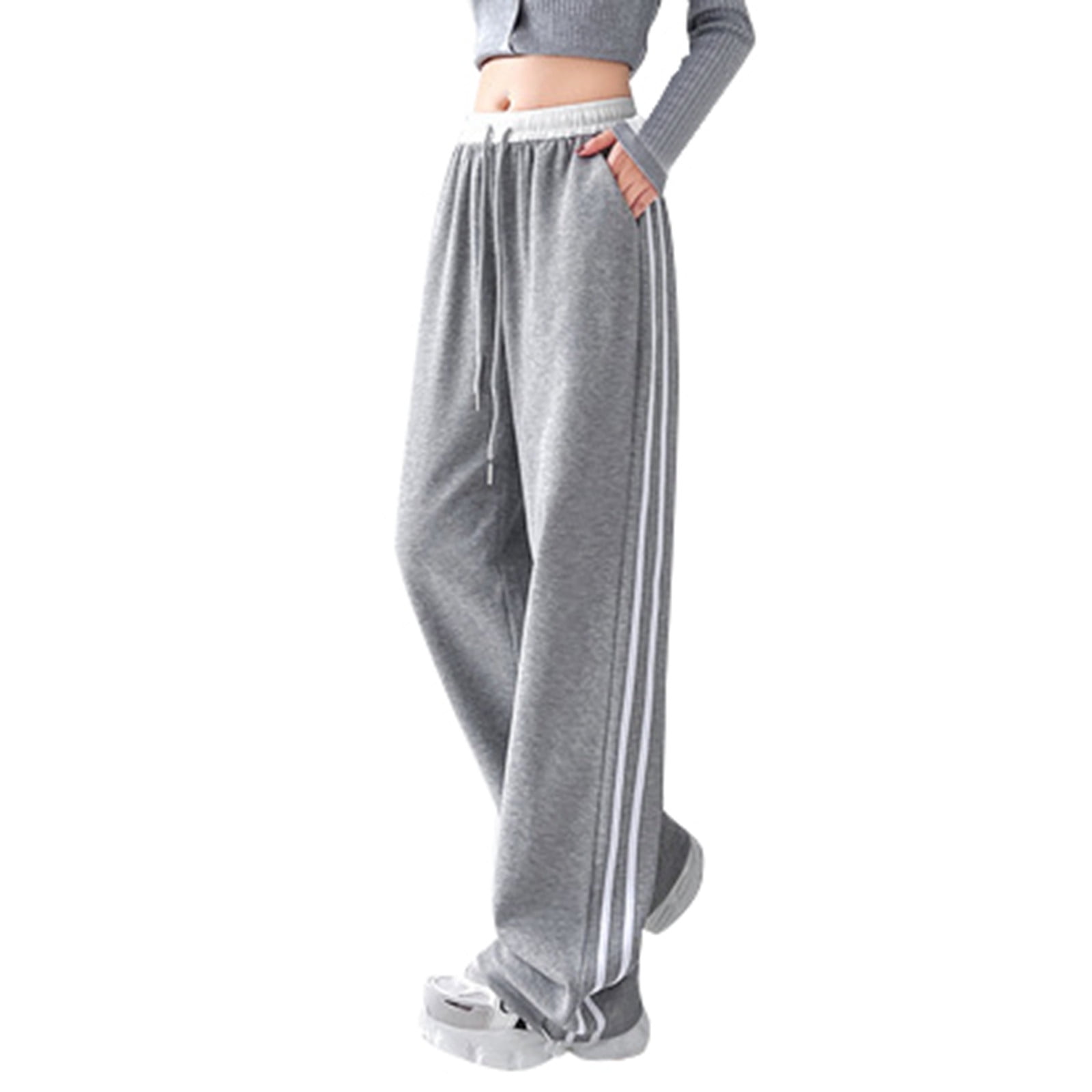 Work Pants for Women Elastic Low Waist Solid Color Track Pants Athletic Workout Dressy Casual Oversized Jogger Sweatpants Multipockets Walmart