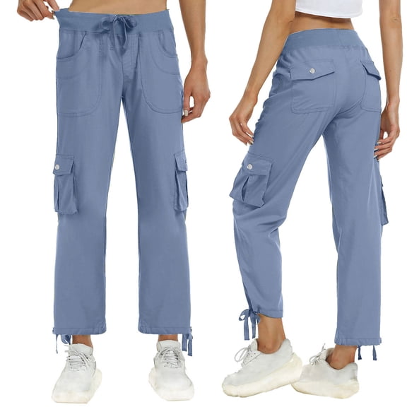Work Pants for Women Womens Pants With Pockets Loose Casual Pants Dressy Lightweight Ladies Baggy Cargo Pants For Hiking Light Blue M
