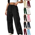 thumbnail image 1 of Work Pants for Women Yoga Leggings For Women High Waisted Yoga Casual Pants Workout Leggings Cargo With 4 Pockets Yoga Pants Black S, 1 of 9