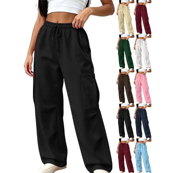 Work Pants for Women Yoga Leggings For Women High Waisted Yoga Casual Pants Workout Leggings Cargo With 4 Pockets Yoga Pants Black S