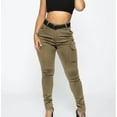 thumbnail image 1 of Work Pants for Women's Spring/Summer Mid-Waist Pocket Overalls Casual Skinny Pants Khaki S, 1 of 5