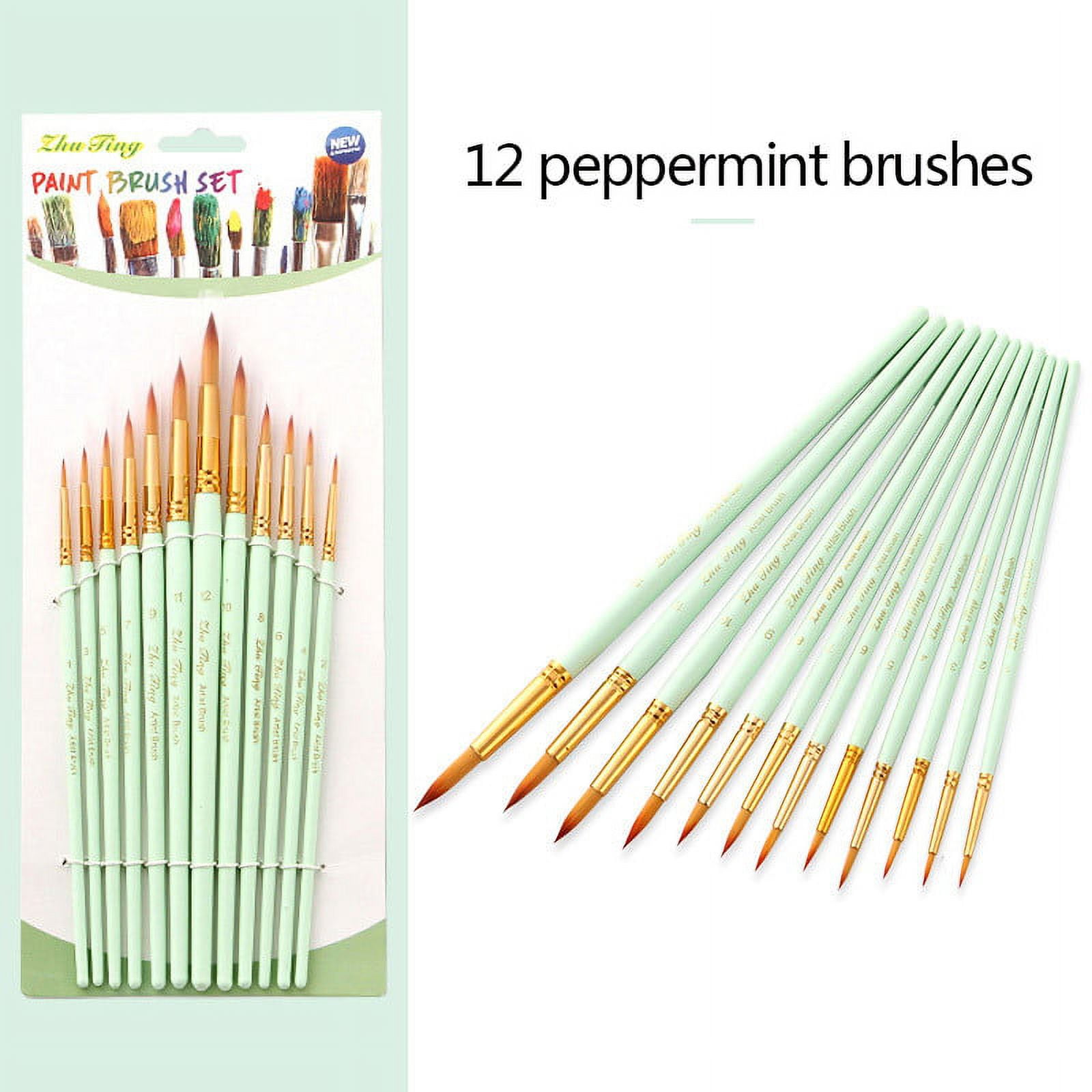 Work Pen,12PC Paint Brush Nylon Brushes Acrylic Oil Watercolor Artist