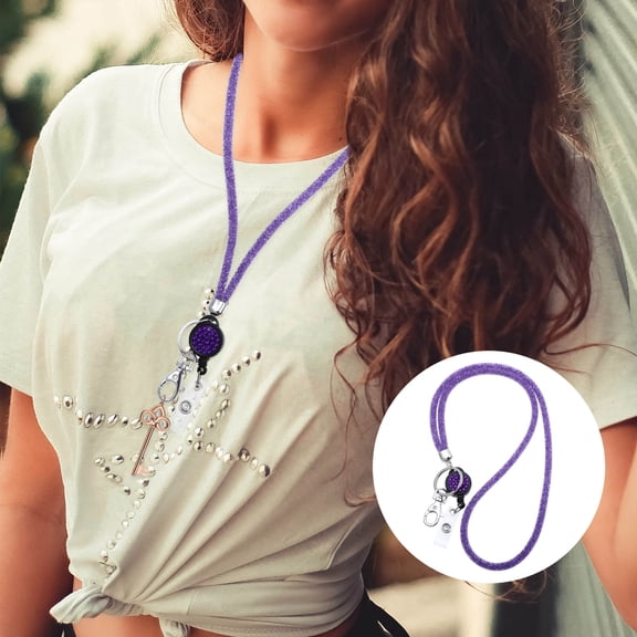 Work Permit Lanyard Purple with Breakaway Phone Neck Strap for Office Use