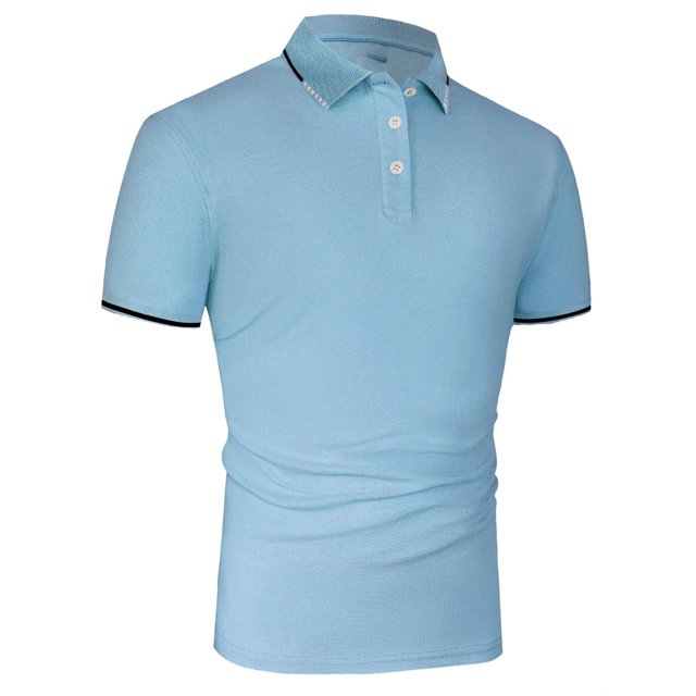 Work Plain PoloShort Sleeve Baby Blue Men Polo Shirts (Women's