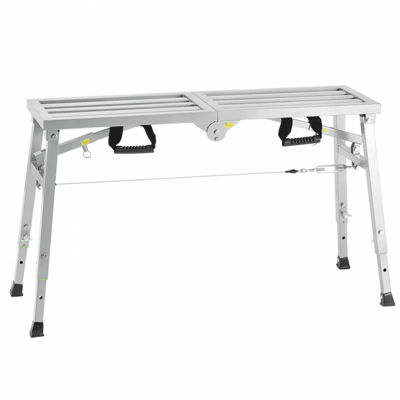 Work Platform Ladder, 3-Gear Adjustable, Folding Alloy Steel, 400lb Capacity - Portable Scaffolding for Cleaning, Painting & DIY