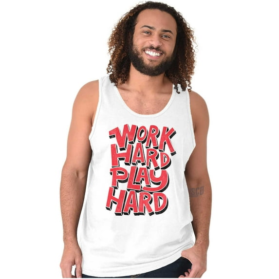 Work Play Hard Mantra Motto Workout Tank Top T Shirts Men Women Brisco Brands S