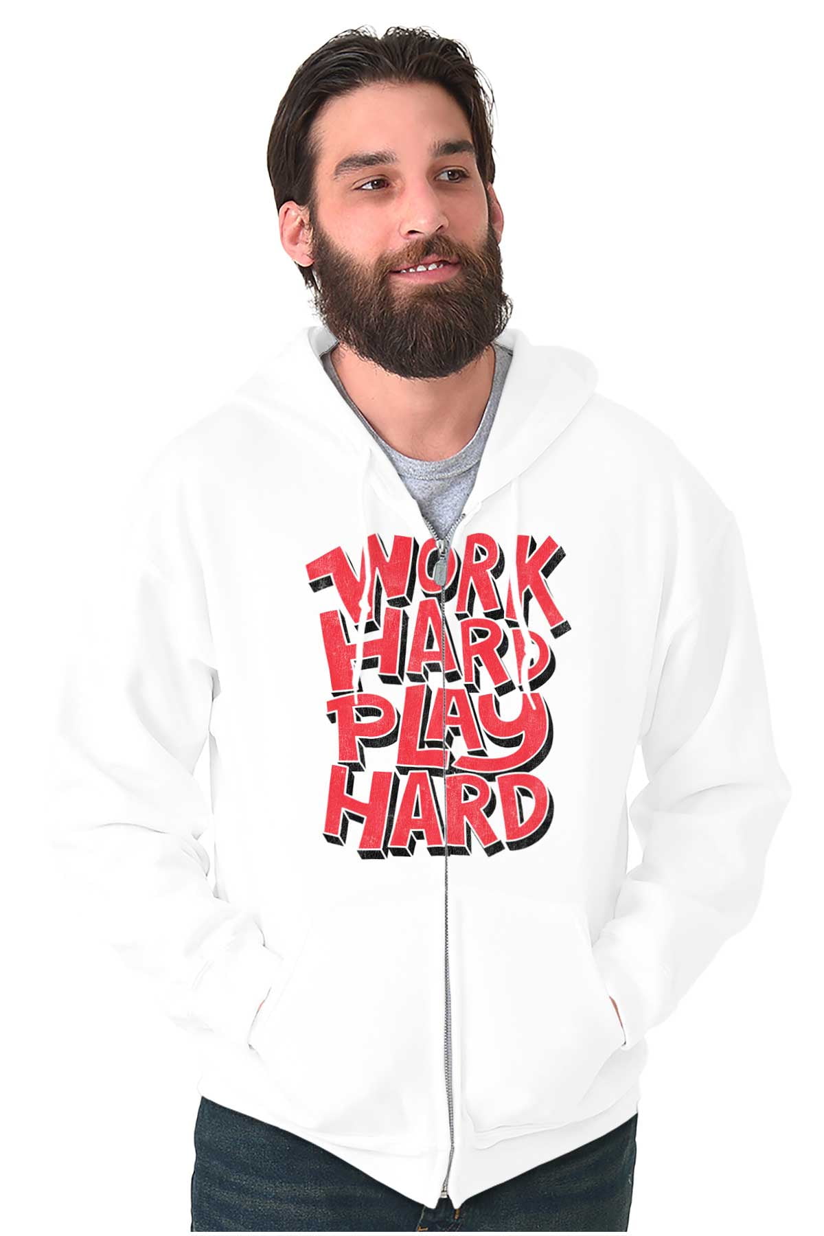 Work Play Hard Mantra Motto Workout Zip Up Hoodie Men's Women's Brisco