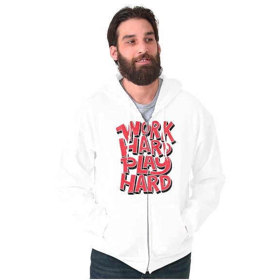 Work Play Hard Mantra Motto Workout Zip Up Hoodie Men's Women's Brisco Brands M