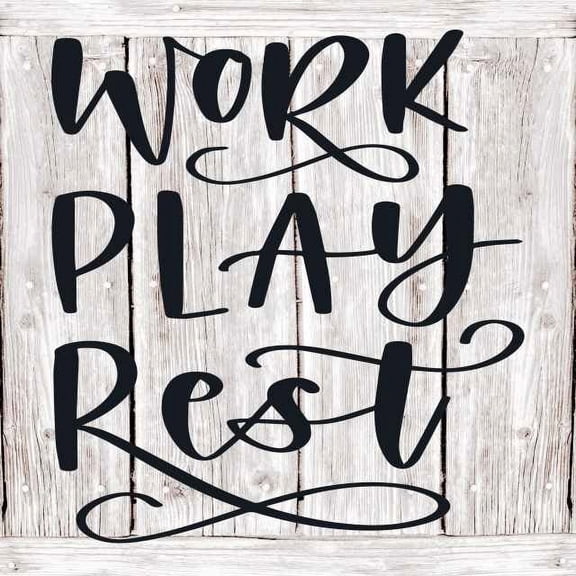 Work Play Rest Rustic Farmhouse Style White Wood Sign Wall Décor Gift 12 x 12 Wood Sign B3-12120001026