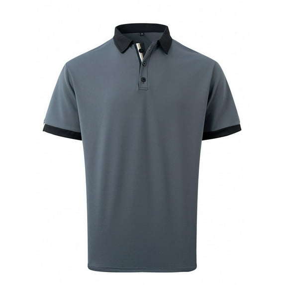 Work Polo Shirts for Men Short Sleeve Button Tees Shirts Lightweight Grey Mens Golf Shirts