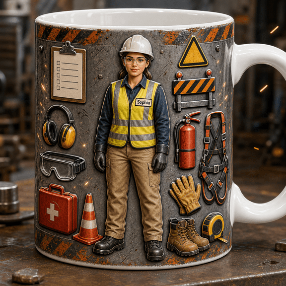 Work Safety Mug 2D Printed 3D Effect Safety Officer Gift for Jobsite Coffee