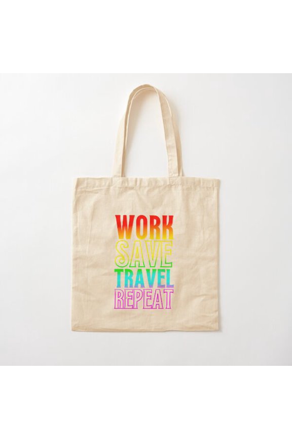 Work Save Travel Repeat, Travel Lover Canvas Tote Bags, Reusable Shopping Bag