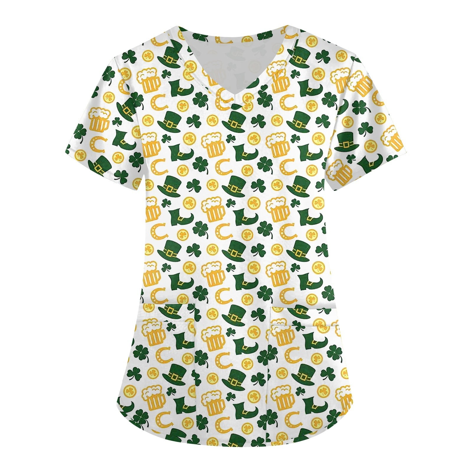 Work Scrubs Clothes for Women St Patricks Day Character Ydkzymd Luck