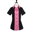 thumbnail image 1 of Work Shirt Elegant Formal Office Short Sleeve Women Secretary Blouses-black&pink, 1 of 5