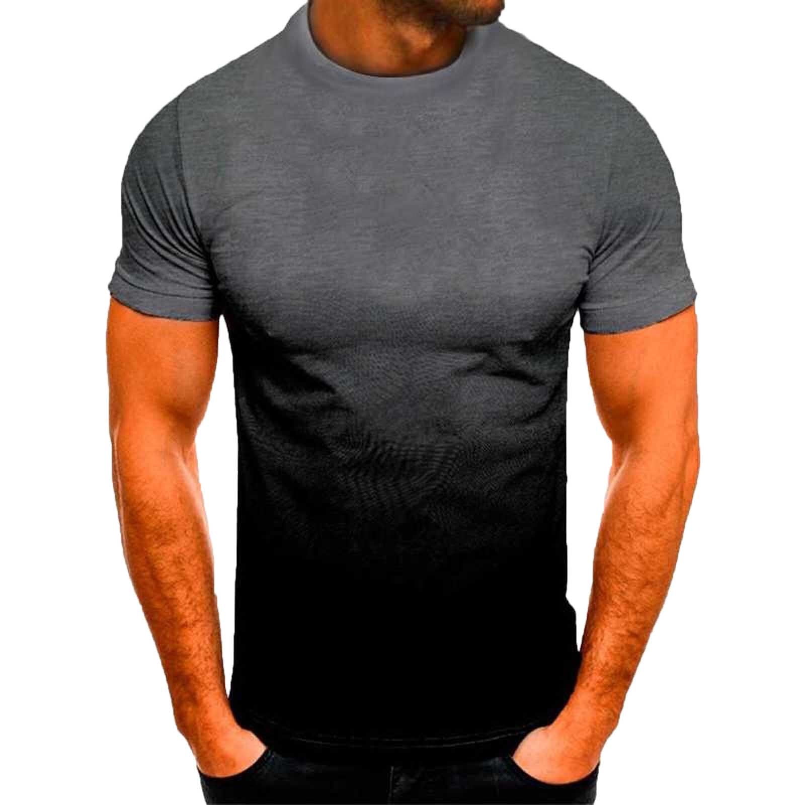 Men Short Sleeve Printing Round Neck Pullover T Shirt Blouse Workout Shirts  For Men,Gray,XL 