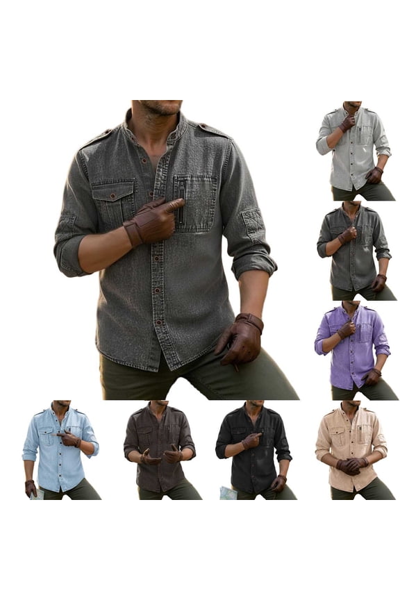 Work Shirts for Men, Welding Shirt Hi Vis Flame Resistant Cotton Fire Retardant Long Sleeve Snap Button Shirt Zipper Pocket Dark Gray