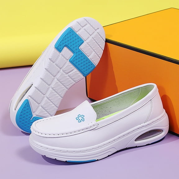 Work Shoes Women,Slip On Shoes Women,Nurse Shoes for Women,Women's Shoes,Women's White Air-Cushion Slip On Nurse Shoes Comfortable Nurses Anti Slip Nursing Shoes Walking Loafers,Blue,8