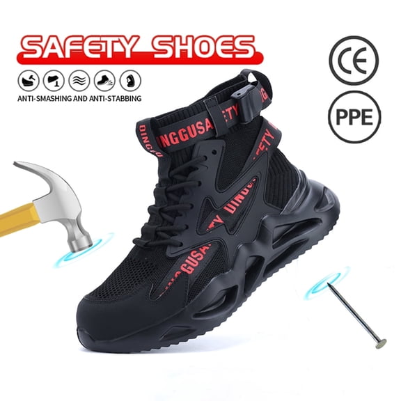 Vantalaria Work Shoes for Men Steel Toe - Safety Working Shoes Mens Industrial Construction Footwear Slip Resistant Comfortable Breathable Durable Boots