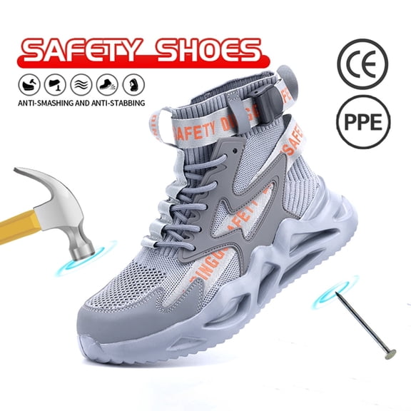 Vantalaria Work Shoes for Men Steel Toe - Safety Working Shoes Mens Industrial Construction Footwear Slip Resistant Comfortable Breathable Durable Boots