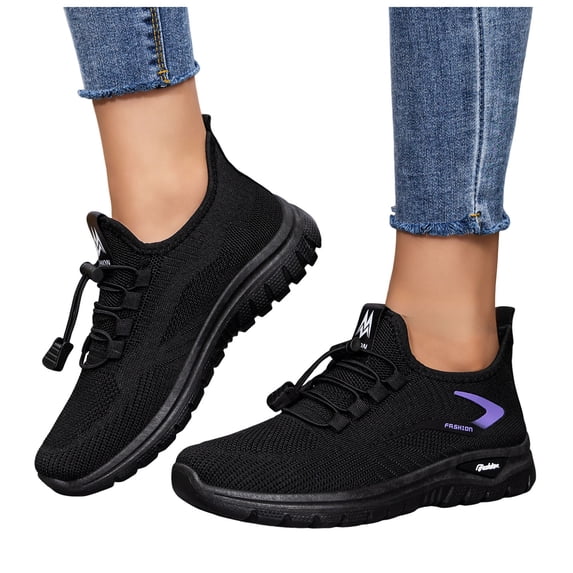 Work Shoes for Women Non Slip Breathable Walking Sneakers Lightweight Unisex Shoes for Nursing Running Casual Wear Black Size 9