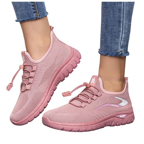 Work Shoes for Women Non Slip Breathable Walking Sneakers Lightweight Unisex Shoes for Nursing Running Casual Wear Pink Size 6.5